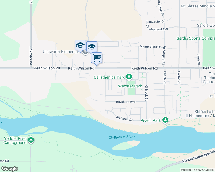 map of restaurants, bars, coffee shops, grocery stores, and more near 44420 Sherry Drive in Chilliwack