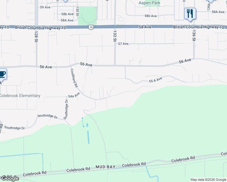 map of restaurants, bars, coffee shops, grocery stores, and more near 13183 Coulthard Road in Surrey