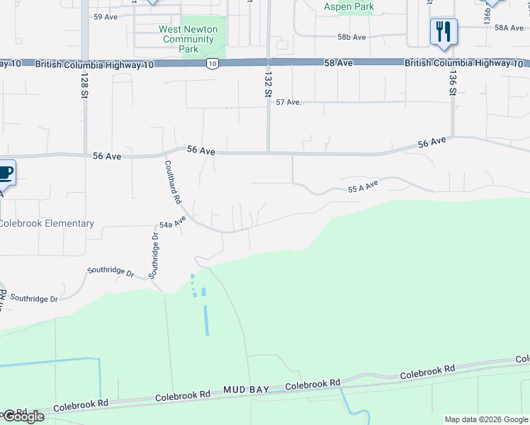 map of restaurants, bars, coffee shops, grocery stores, and more near 13193 Coulthard Road in Surrey