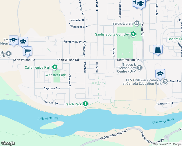 map of restaurants, bars, coffee shops, grocery stores, and more near 44775 Anglers Boulevard in Chilliwack