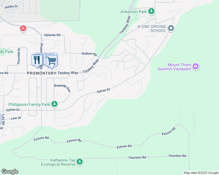 map of restaurants, bars, coffee shops, grocery stores, and more near 46961 Sylvan Drive in Chilliwack