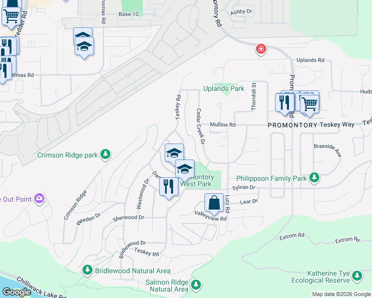 map of restaurants, bars, coffee shops, grocery stores, and more near 46254 Kermode Crescent in Chilliwack