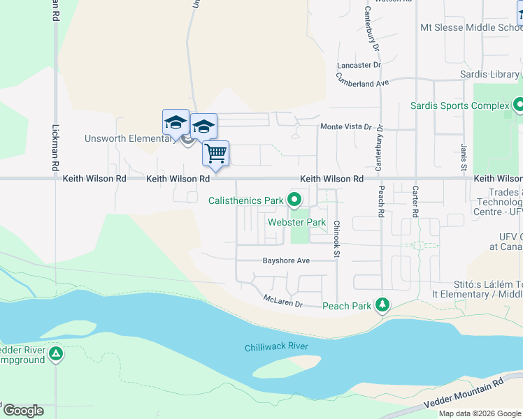 map of restaurants, bars, coffee shops, grocery stores, and more near 44450 Sherry Drive in Chilliwack