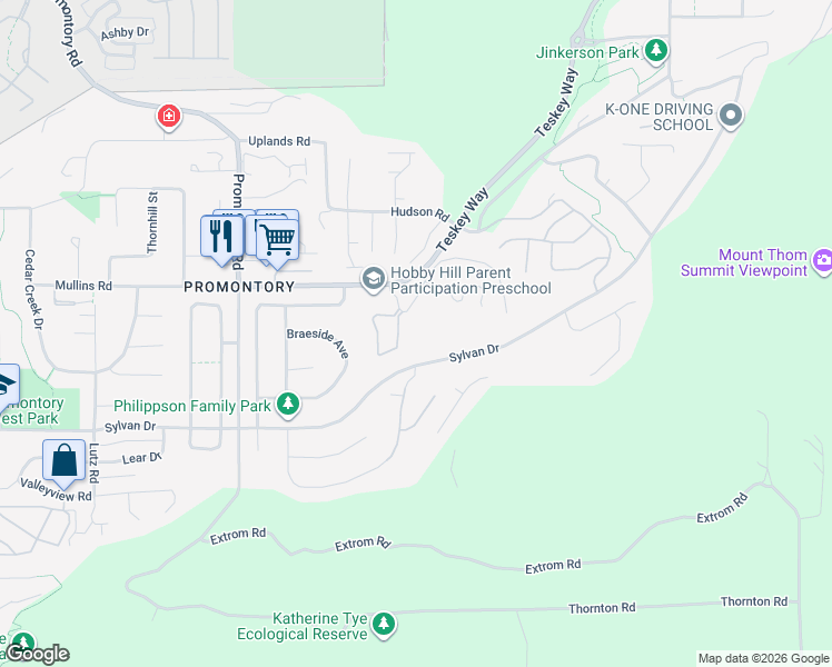map of restaurants, bars, coffee shops, grocery stores, and more near 86840 Russell Road in Chilliwack