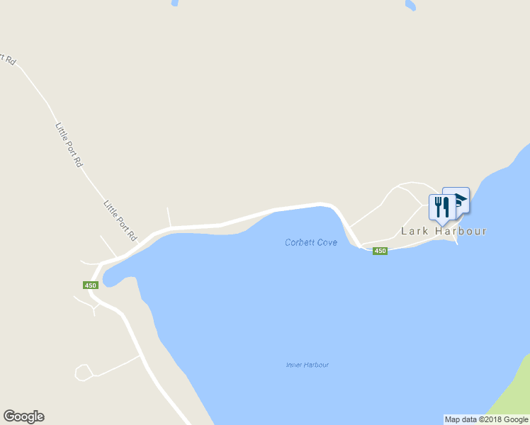 map of restaurants, bars, coffee shops, grocery stores, and more near Newfoundland and Labrador 450 in Lark Harbour