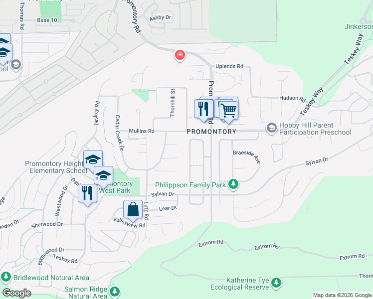 map of restaurants, bars, coffee shops, grocery stores, and more near 5453 Highroad Crescent in Chilliwack