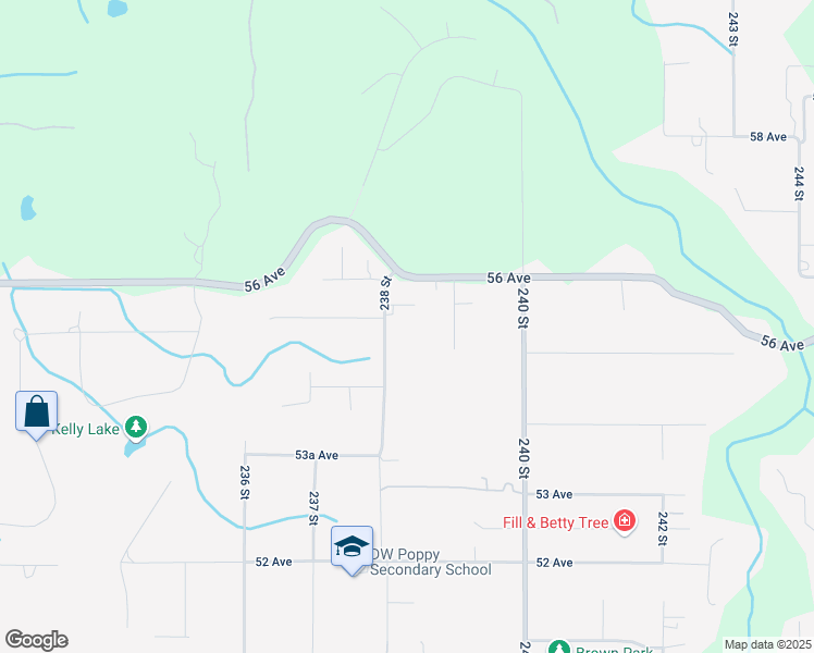 map of restaurants, bars, coffee shops, grocery stores, and more near 5506 238 Street in Langley Township