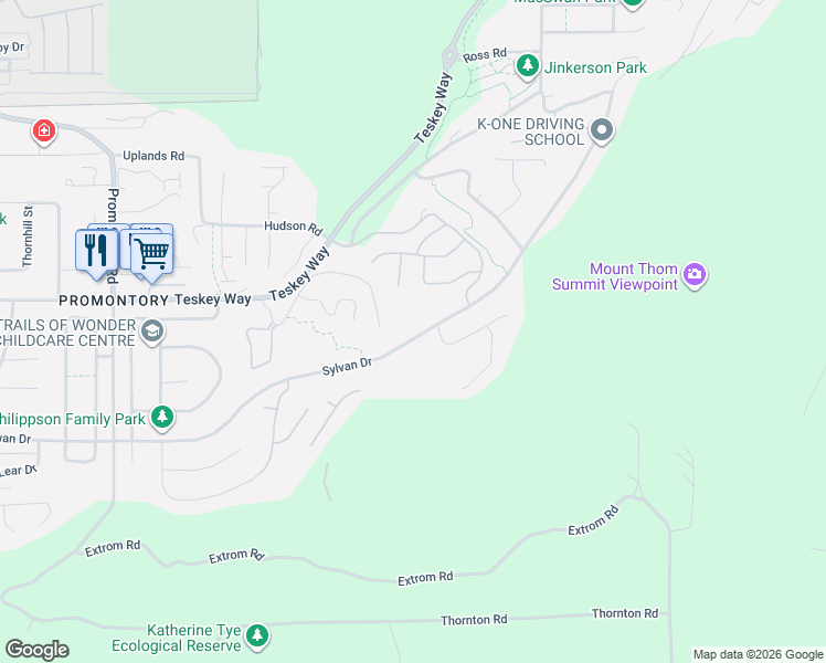 map of restaurants, bars, coffee shops, grocery stores, and more near 47009 Sylvan Drive in Chilliwack