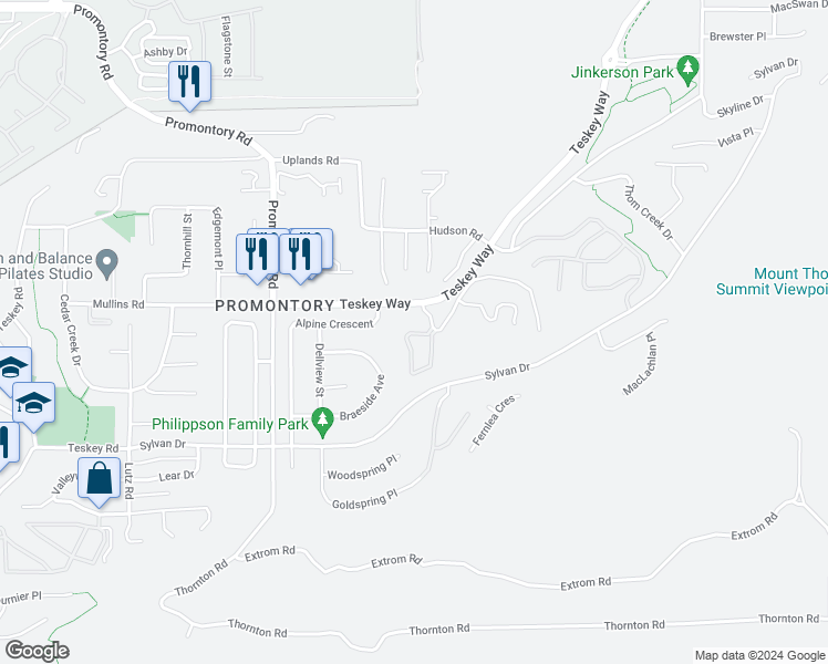 map of restaurants, bars, coffee shops, grocery stores, and more near 46840 Russell Road in Chilliwack