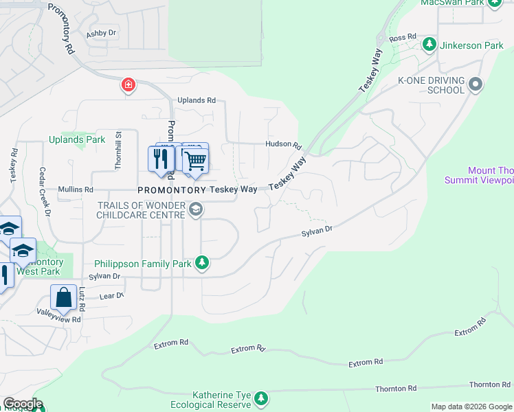 map of restaurants, bars, coffee shops, grocery stores, and more near 46840 Russell Road in Chilliwack
