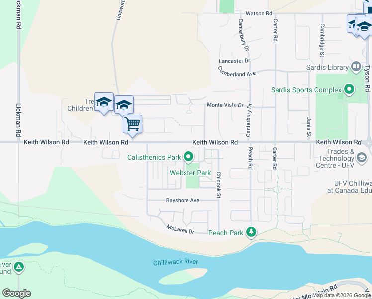 map of restaurants, bars, coffee shops, grocery stores, and more near 44524 Keith Wilson Road in Chilliwack