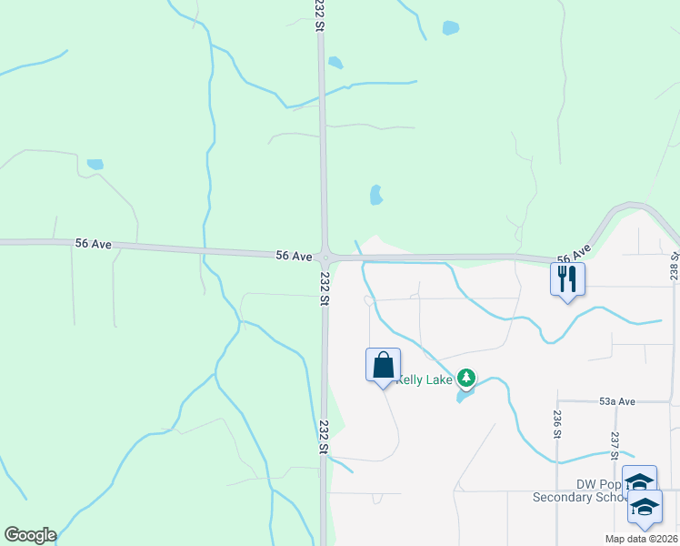 map of restaurants, bars, coffee shops, grocery stores, and more near 23222 56 Avenue in Langley