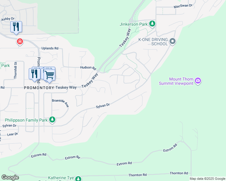 map of restaurants, bars, coffee shops, grocery stores, and more near 46981 Russell Road in Chilliwack