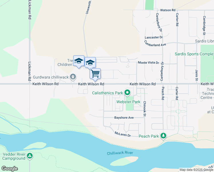 map of restaurants, bars, coffee shops, grocery stores, and more near 44428 Keith Wilson Road in Chilliwack