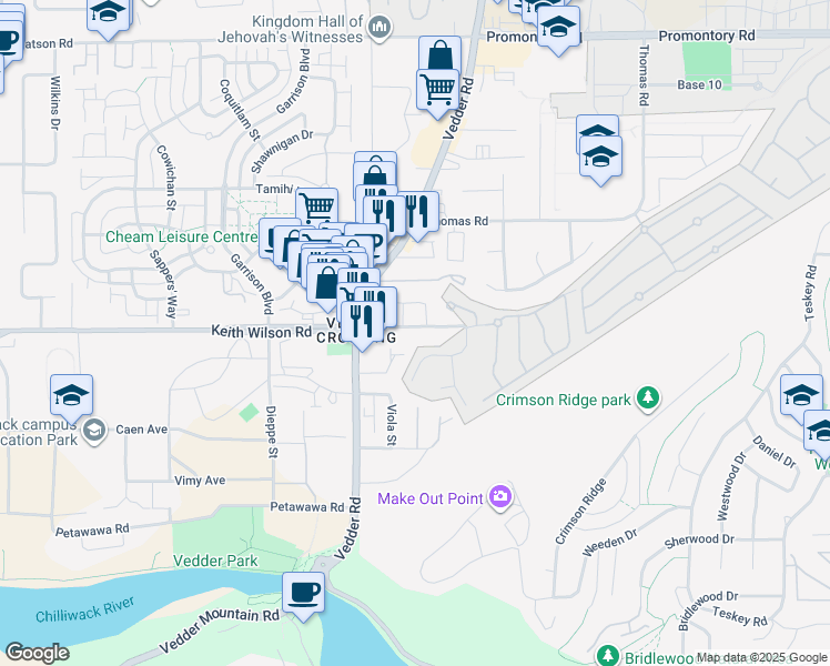 map of restaurants, bars, coffee shops, grocery stores, and more near in Chilliwack
