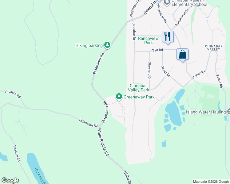 map of restaurants, bars, coffee shops, grocery stores, and more near 2330 Extension Road in Nanaimo