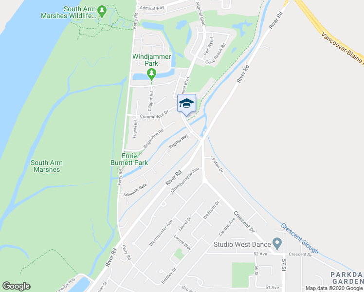 map of restaurants, bars, coffee shops, grocery stores, and more near 5552 Tidewater Bay in Delta