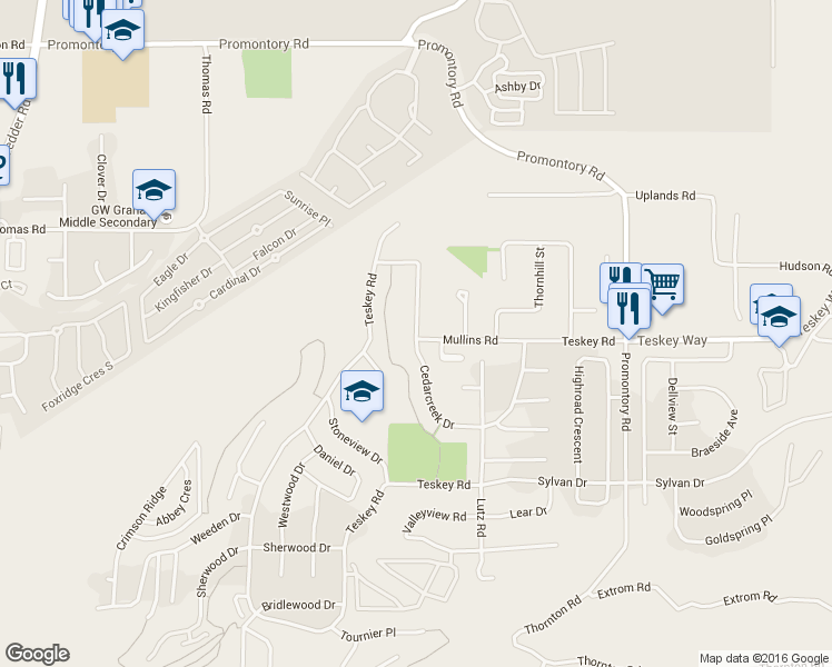 map of restaurants, bars, coffee shops, grocery stores, and more near 5591 Cedar Creek Drive in Chilliwack