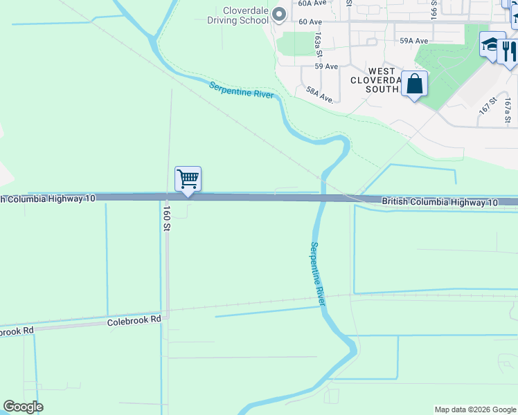 map of restaurants, bars, coffee shops, grocery stores, and more near 16212 56 Avenue in Surrey