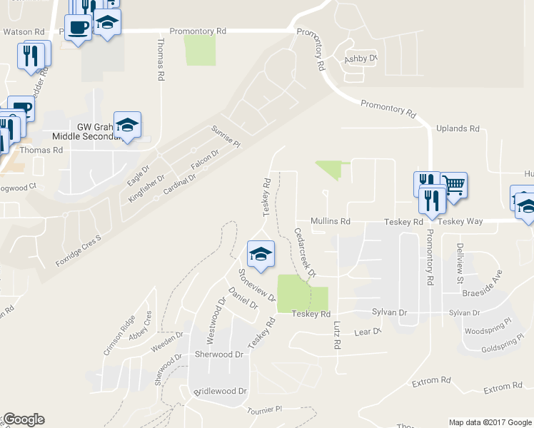 map of restaurants, bars, coffee shops, grocery stores, and more near 4727 Teskey Road in Chilliwack