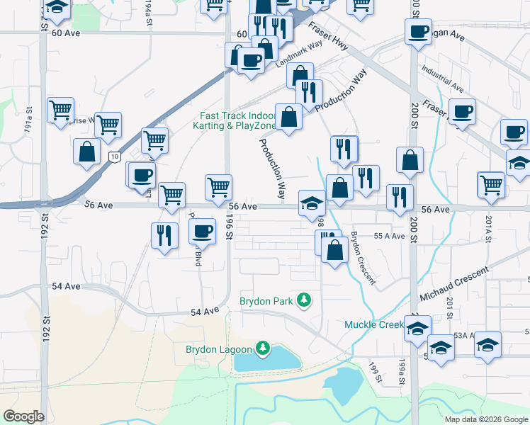 map of restaurants, bars, coffee shops, grocery stores, and more near in Langley