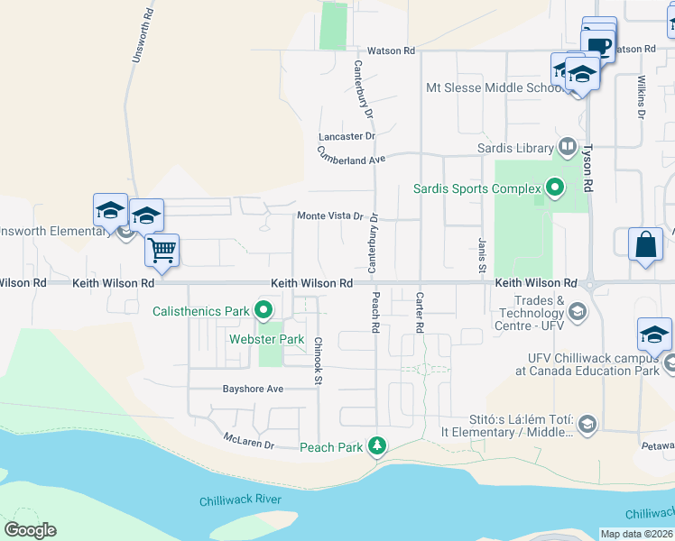 map of restaurants, bars, coffee shops, grocery stores, and more near 5624 Villa Rosa Place in Chilliwack