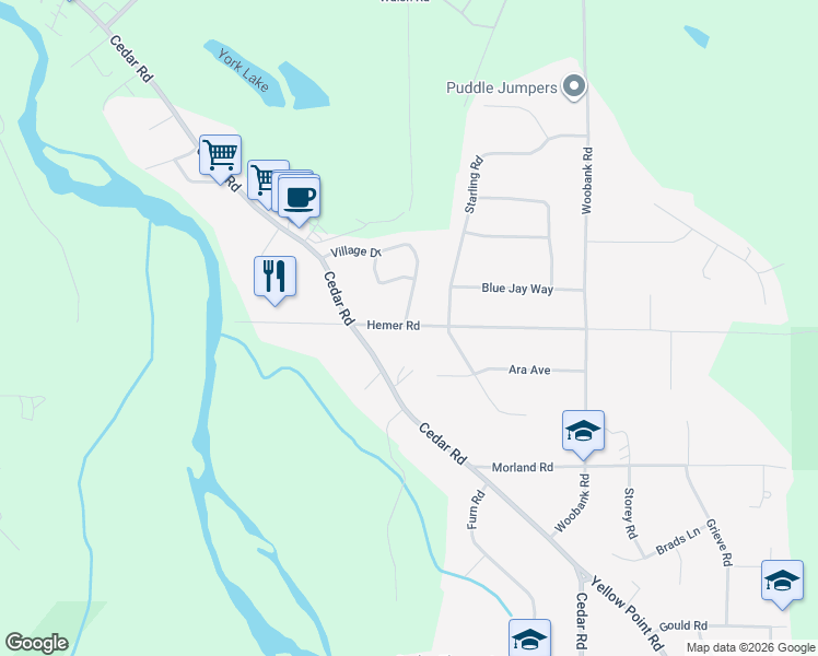 map of restaurants, bars, coffee shops, grocery stores, and more near 2153 Hemer Road in Nanaimo