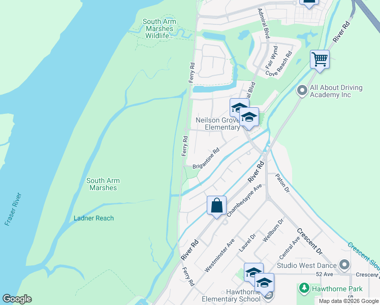 map of restaurants, bars, coffee shops, grocery stores, and more near 5233 Brigantine Road in Delta