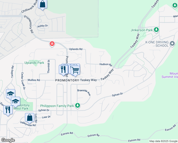 map of restaurants, bars, coffee shops, grocery stores, and more near 46778 Hudson Road in Chilliwack