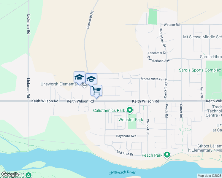 map of restaurants, bars, coffee shops, grocery stores, and more near 44434 Elsie Place in Chilliwack