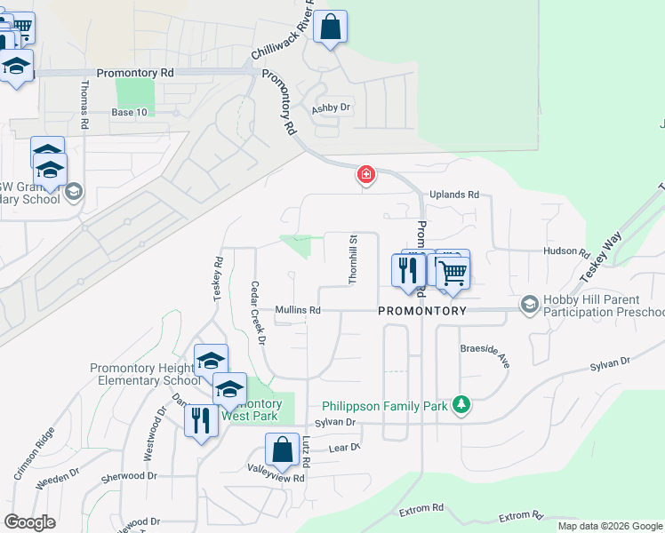 map of restaurants, bars, coffee shops, grocery stores, and more near 46430 Edgemont Place in Chilliwack