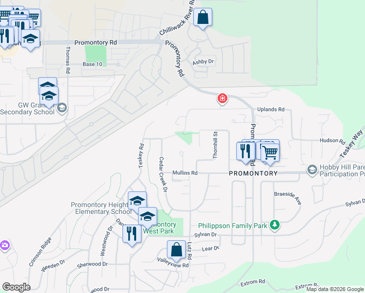map of restaurants, bars, coffee shops, grocery stores, and more near in Chilliwack