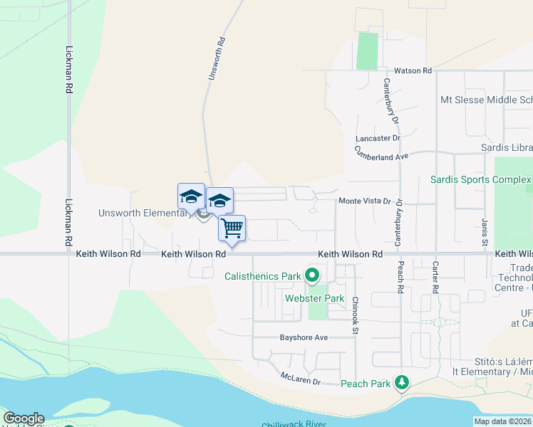 map of restaurants, bars, coffee shops, grocery stores, and more near 44437 Elsie Place in Chilliwack