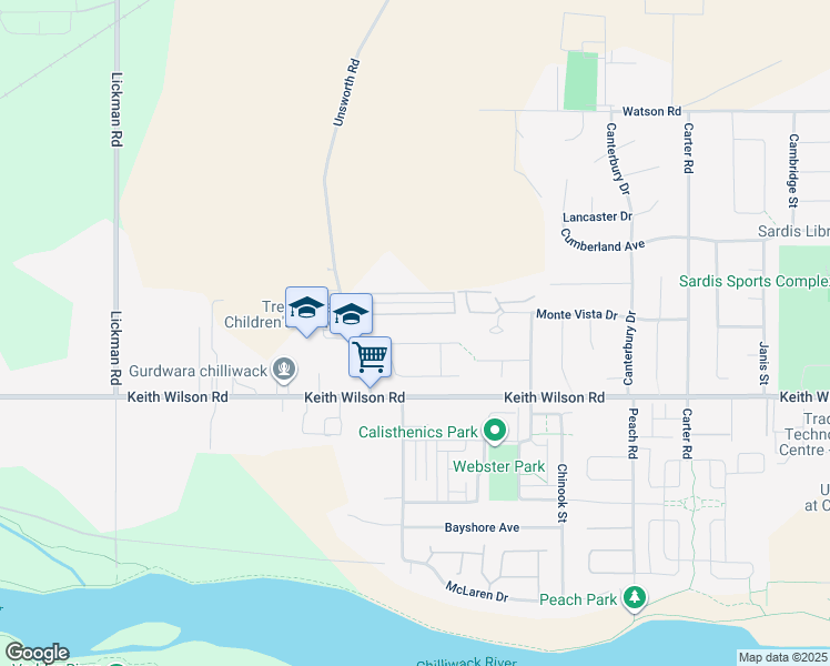 map of restaurants, bars, coffee shops, grocery stores, and more near 44425 Elsie Place in Chilliwack