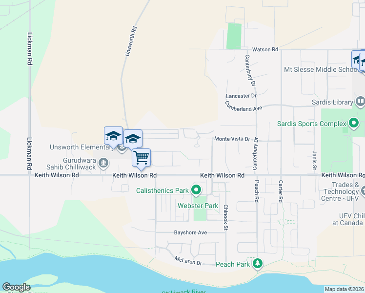 map of restaurants, bars, coffee shops, grocery stores, and more near 44497 Elsie Place in Chilliwack