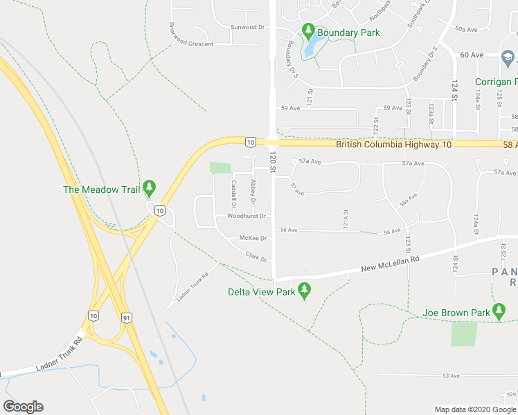 map of restaurants, bars, coffee shops, grocery stores, and more near 5639 Abbey Drive in Delta