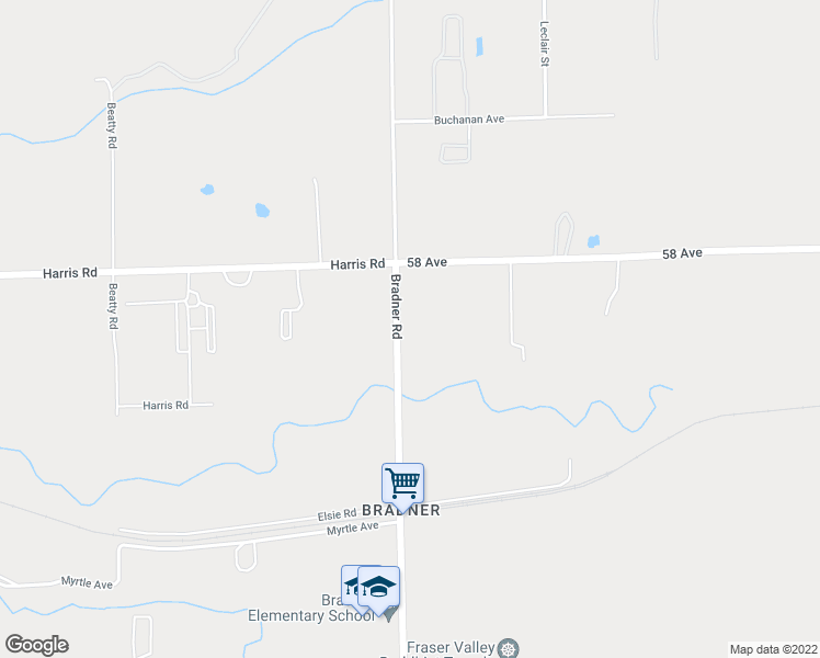 map of restaurants, bars, coffee shops, grocery stores, and more near 5706 Bradner Road in Abbotsford