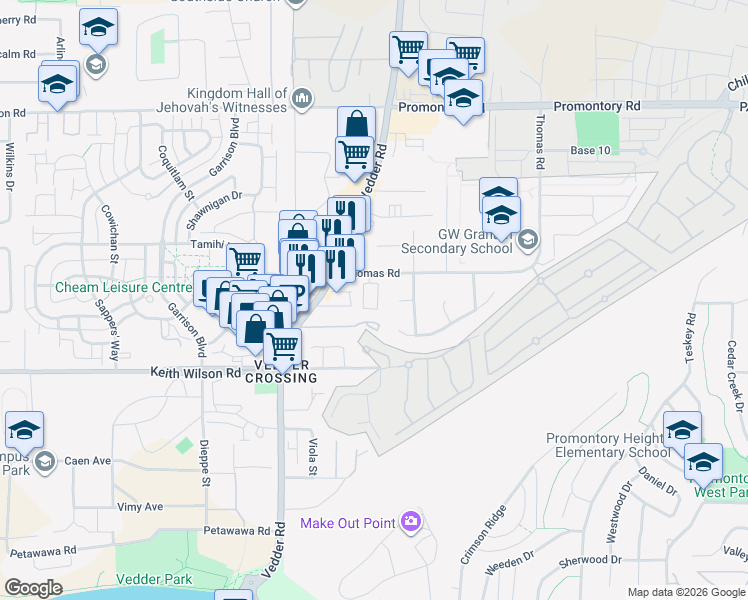map of restaurants, bars, coffee shops, grocery stores, and more near in Chilliwack
