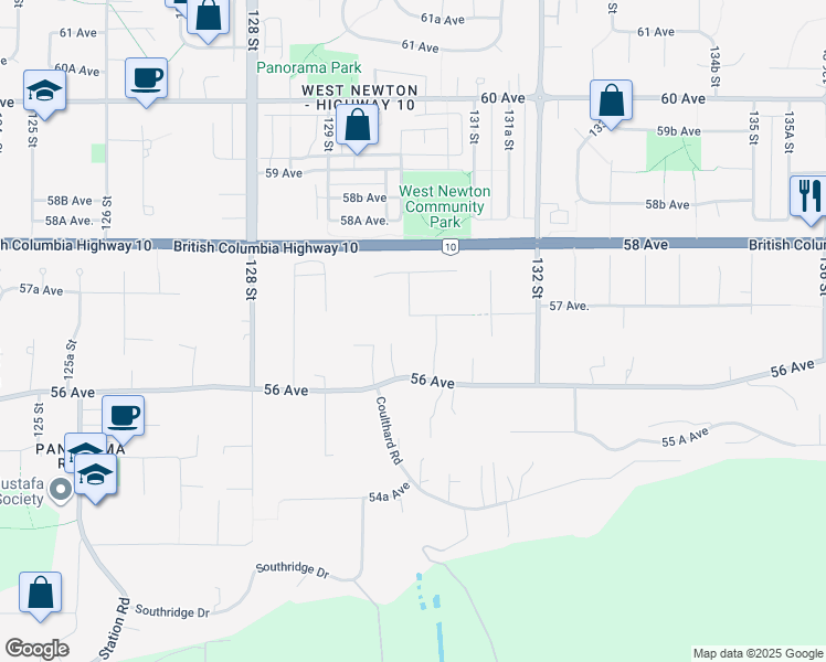 map of restaurants, bars, coffee shops, grocery stores, and more near 13013 56 Avenue in Surrey
