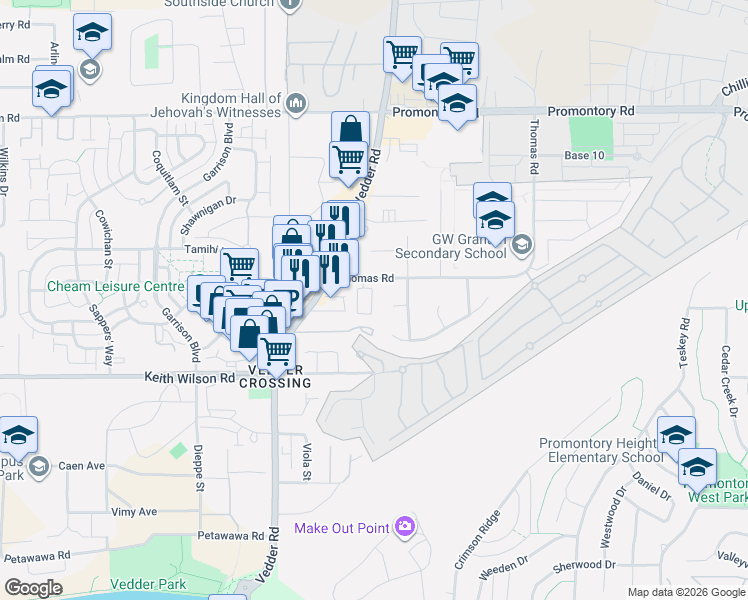map of restaurants, bars, coffee shops, grocery stores, and more near in Chilliwack