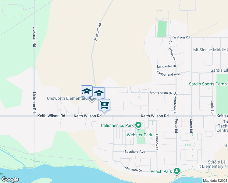 map of restaurants, bars, coffee shops, grocery stores, and more near 44437 Elsie Place in Chilliwack
