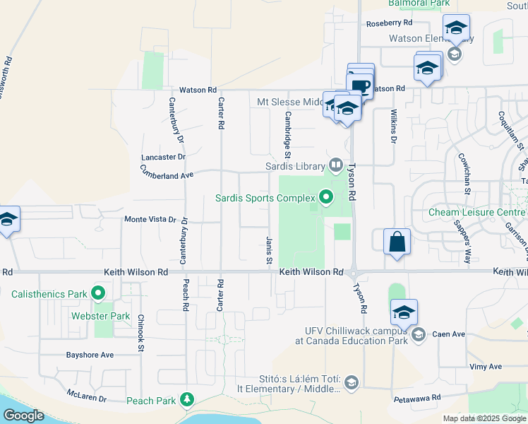 map of restaurants, bars, coffee shops, grocery stores, and more near 44902 Doreen Place in Chilliwack