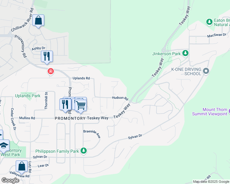 map of restaurants, bars, coffee shops, grocery stores, and more near 46791 Hudson Road in Chilliwack