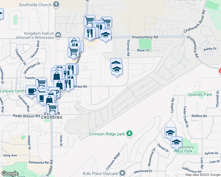map of restaurants, bars, coffee shops, grocery stores, and more near 5761 Remington Crescent in Chilliwack