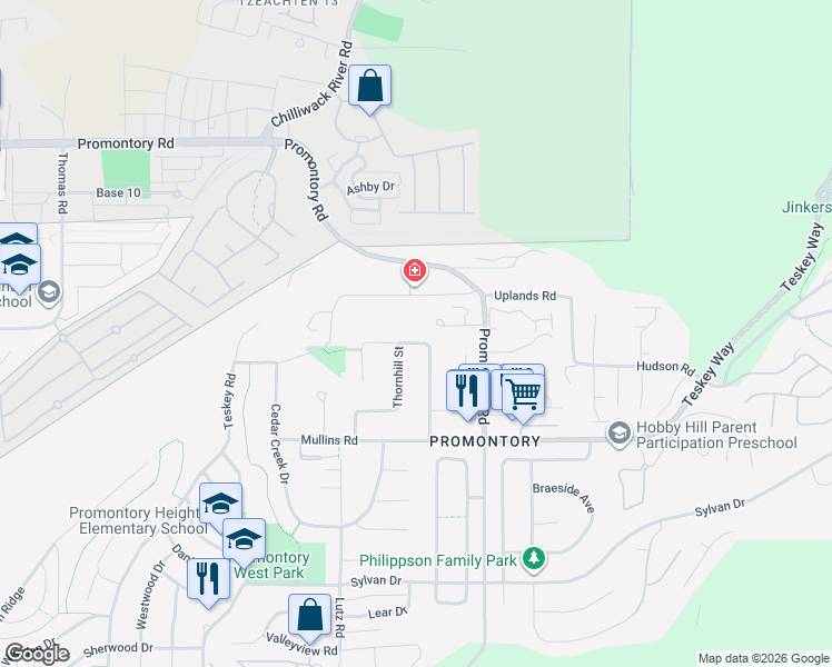 map of restaurants, bars, coffee shops, grocery stores, and more near 46489 Edgemont Place in Chilliwack