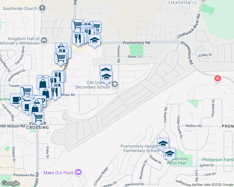 map of restaurants, bars, coffee shops, grocery stores, and more near in Chilliwack