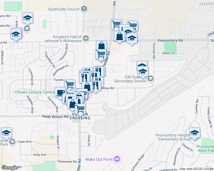 map of restaurants, bars, coffee shops, grocery stores, and more near in Chilliwack