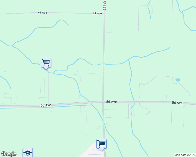 map of restaurants, bars, coffee shops, grocery stores, and more near 5721 224 Street in Langley