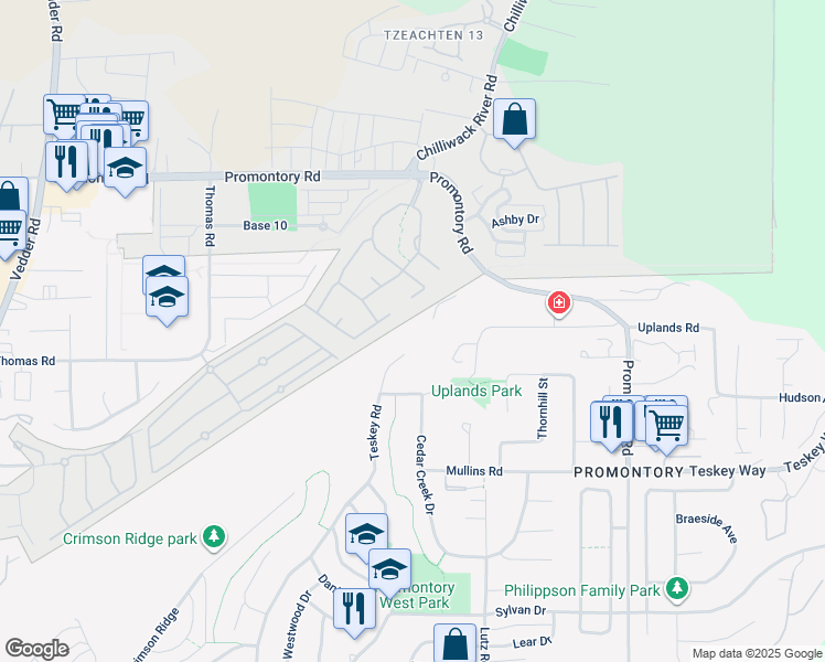map of restaurants, bars, coffee shops, grocery stores, and more near 4550 Teskey Road in Chilliwack