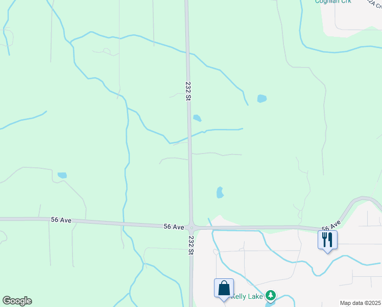 map of restaurants, bars, coffee shops, grocery stores, and more near 5820 232 Street in Langley